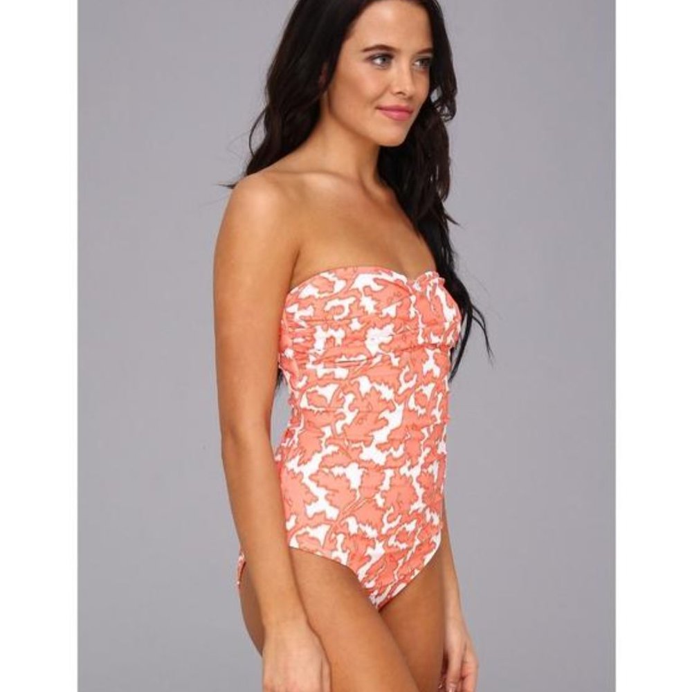 Shoshanna Orange Twist Coral Reef Bandeau 1pc